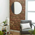 Glass Wall Mirror with Marble Accent Black - The Novogratz