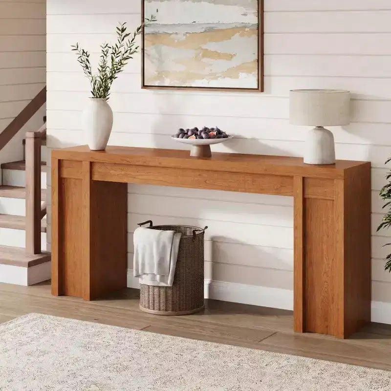 70.9-Inch Entryway Table, Wooden Farmhouse Console Table, Thick Sofa Table Behind Couch Table, Long Console Tables for Entryway Living Room, Cherry