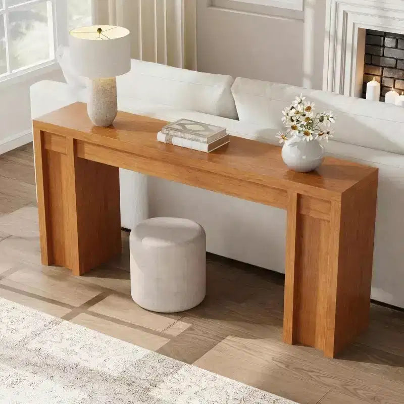 Table d'entrée de 70,9 pouces, table console en bois de style ferme, table de canapé épaisse derrière le canapé, longues tables consoles pour entrée et salon, cerise
