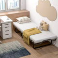 Lit d'appoint pliant portable avec lattes en bois massif et cadre en métal, lit escamotable pour adultes avec roues