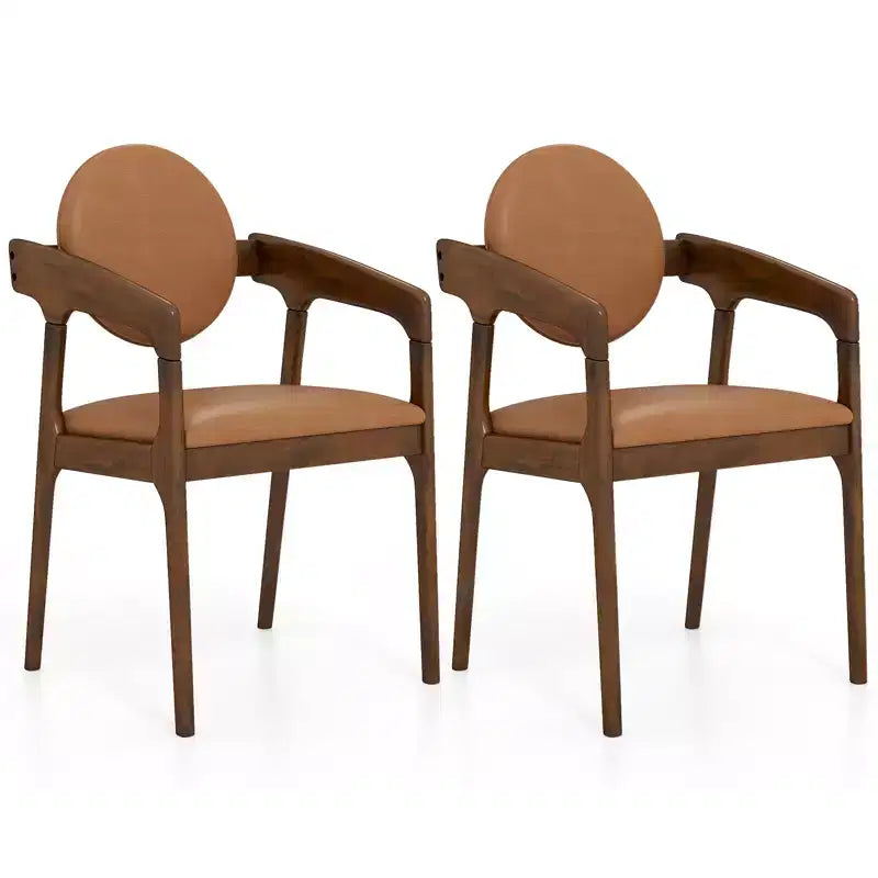 Costway Wooden Dining Chair Set of 2/4 w/Rubber Wood Frame Padded Seat & Back Armrests