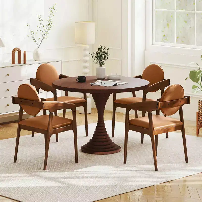 Chaise de salle à manger en bois (lot de 2) avec accoudoirs, dossier et assise rembourrés, structure en bois d'hévéa