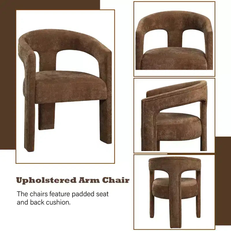 Fauteuil rembourré en lin moderne avec dossier incurvé (Lot de 2)