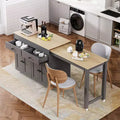 Kitchen Island with Extendable Dining Table, Rolling Kitchen Island on Wheels with 2 Drawers, Kitchen Storage Cart with 4 Door Cabinet