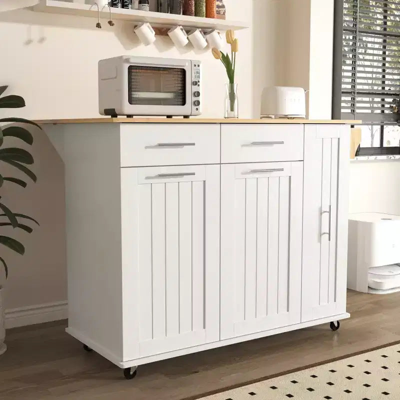 Îlot de cuisine avec abattant, Desserte de rangement de cuisine avec organisateur de meuble coulissant et étagère de rangement, Desserte de cuisine roulante sur roulettes avec tiroirs