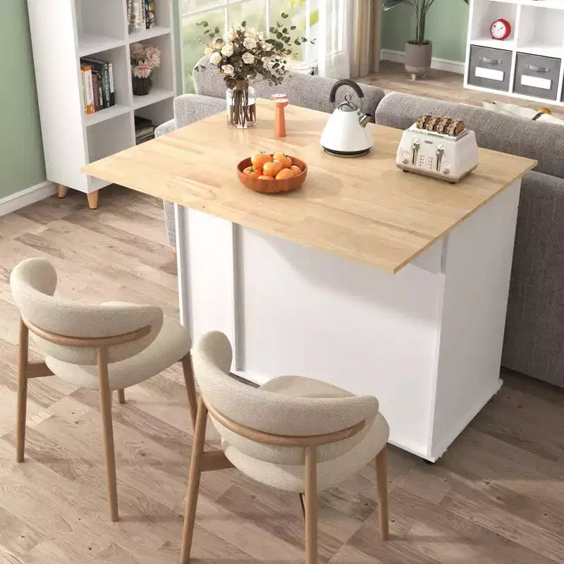Îlot de cuisine avec abattant, Desserte de rangement de cuisine avec organisateur de meuble coulissant et étagère de rangement, Desserte de cuisine roulante sur roulettes avec tiroirs