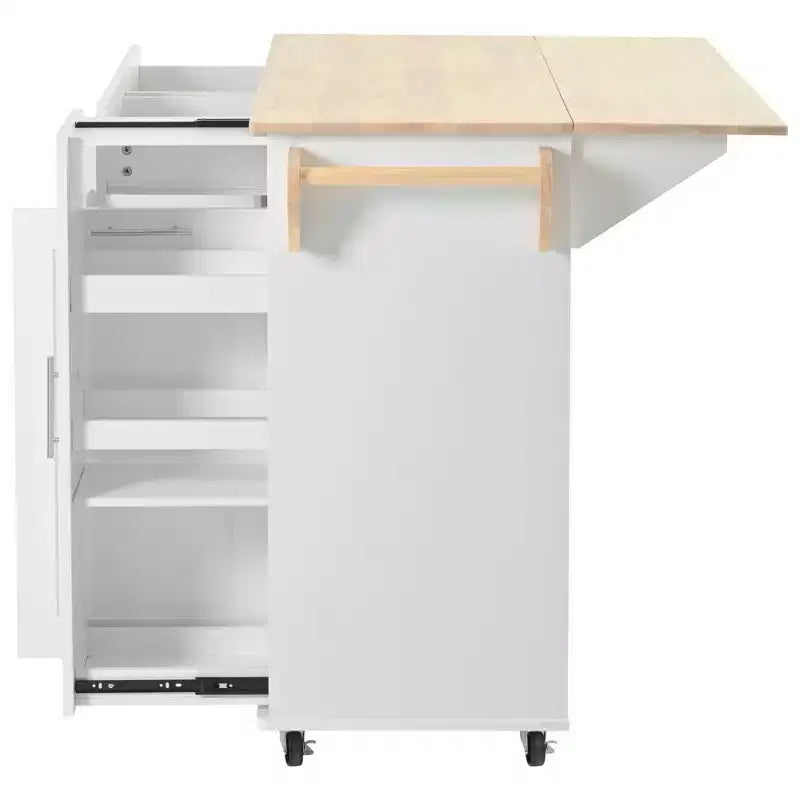 Îlot de cuisine avec abattant, Desserte de rangement de cuisine avec organisateur de meuble coulissant et étagère de rangement, Desserte de cuisine roulante sur roulettes avec tiroirs