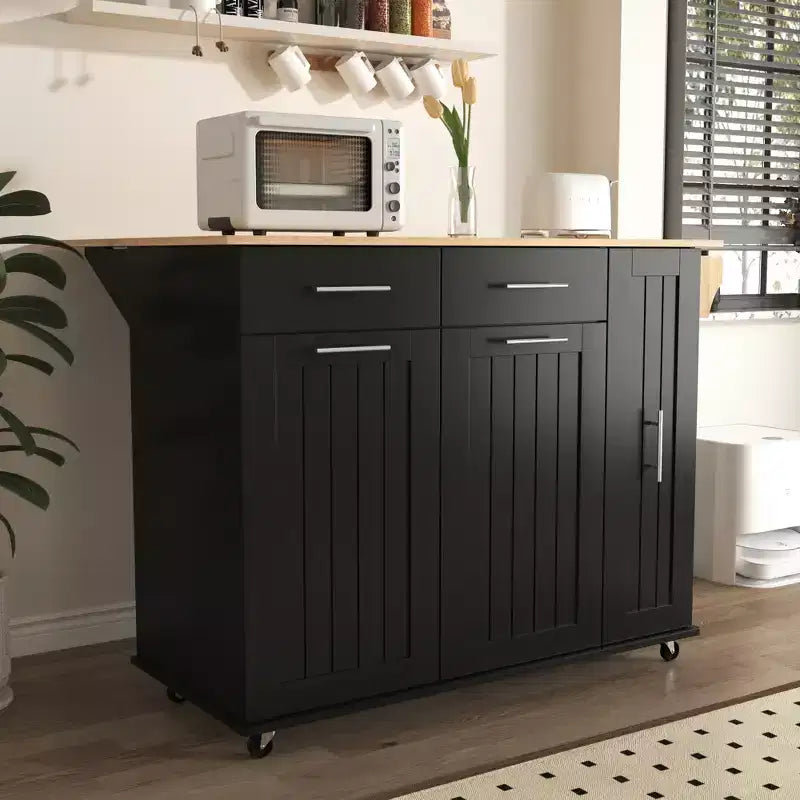 Îlot de cuisine avec abattant, Desserte de rangement de cuisine avec organisateur de meuble coulissant et étagère de rangement, Desserte de cuisine roulante sur roulettes avec tiroirs