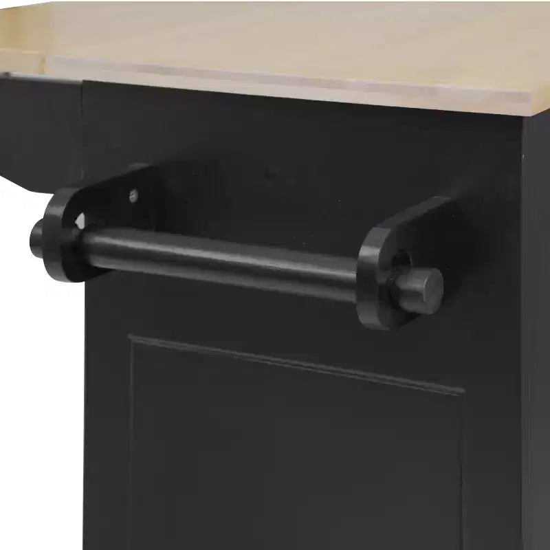 Îlot de cuisine avec abattant et roulettes, chariot de cuisine roulant avec étagère de rangement interne et organisateur d'armoire coulissant à 3 niveaux
