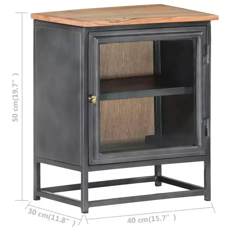 Table de chevet gris 40x30x50 cm Bois d'acacia massif