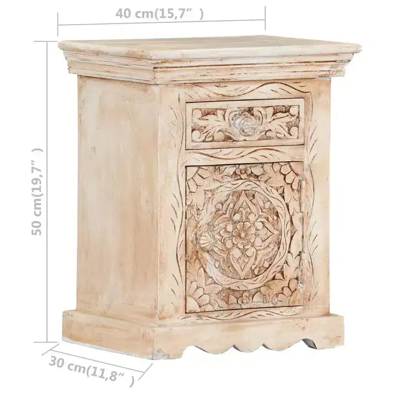 Table de chevet 40x30x50 cm en bois de manguier massif