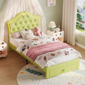Twin Size Bed Frame with LED Lights,Upholstered Platform Bed with Storage Drawer,Crystal Tufted Headboard for Kids,Teens,Noise-Free Slats