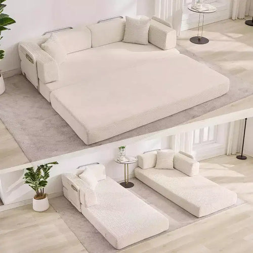 5-in-1 Convertible Sofa Bed, 78.8 Modular Corduroy Sleeper with Sturdy Frame,No Assembly, Multi-Functional Futon for Small Space, Living Room