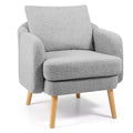 Costway Faux Shearling Accent Chair w/ Seat Cushion & Pillow Rubber Wood Legs for Bedroom