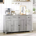 Coffee Bar Cabinet with Storage, 55 Sideboard Buffet Cabinet with Adjustable Shelves, 4 Minimalis Doors & 3 Drawers for Living Room Dining Room
