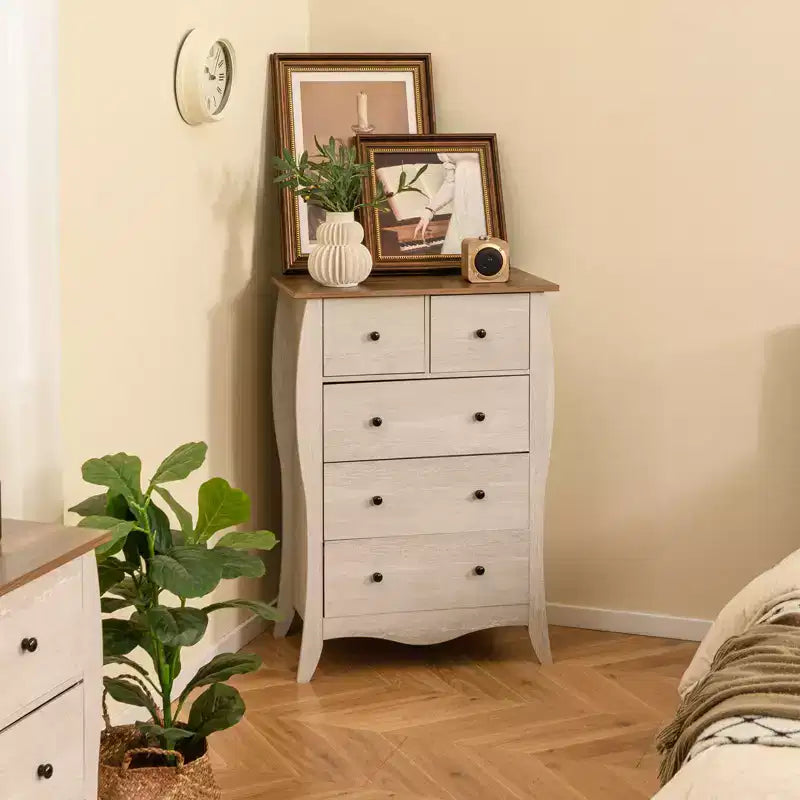 Commode de ferme avec 5 tiroirs en tissu pliable et kit anti-basculement