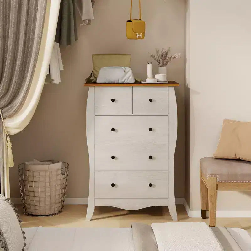 Commode de ferme avec 5 tiroirs en tissu pliable et kit anti-basculement