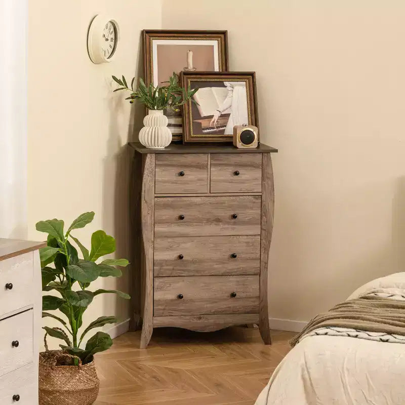 Commode de ferme avec 5 tiroirs en tissu pliable et kit anti-basculement
