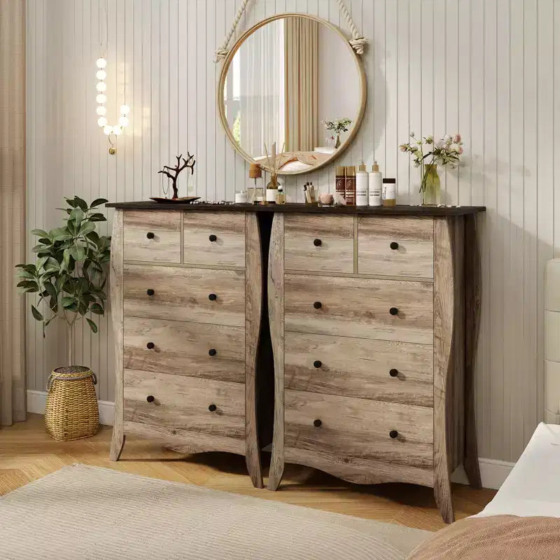 Commode de ferme avec 5 tiroirs en tissu pliable et kit anti-basculement
