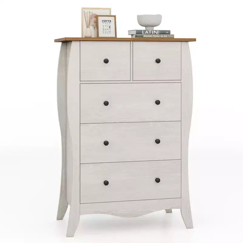 Commode de ferme avec 5 tiroirs en tissu pliable et kit anti-basculement