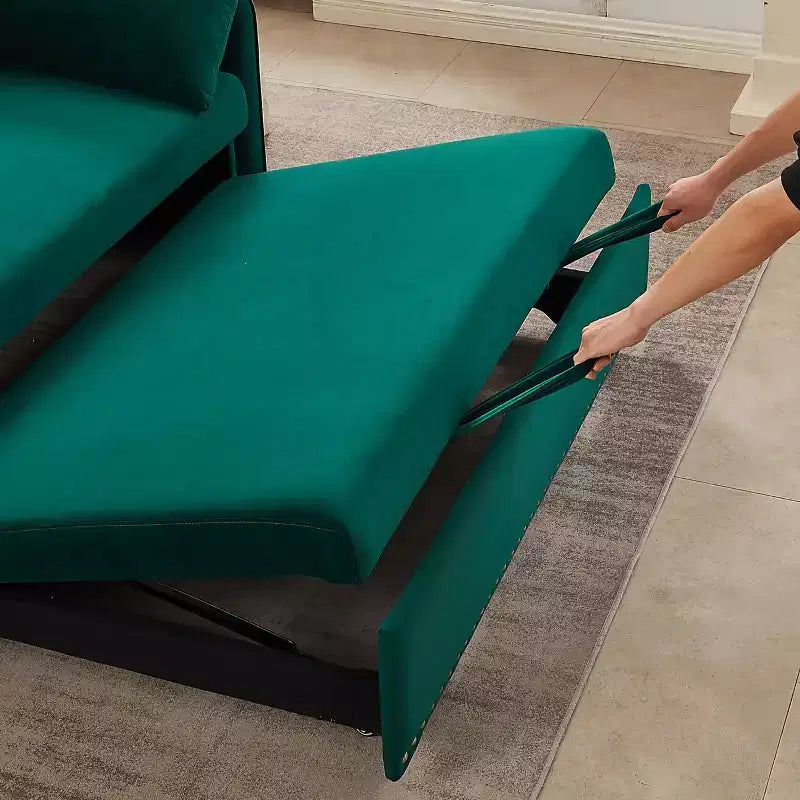 Canapé-lit convertible moderne, causeuse confortable en velours avec port USB et poches latérales, meuble peu encombrant pour salon, chambre et appartement