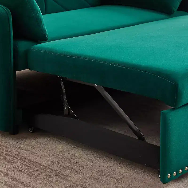 Canapé-lit convertible moderne, causeuse confortable en velours avec port USB et poches latérales, meuble peu encombrant pour salon, chambre et appartement