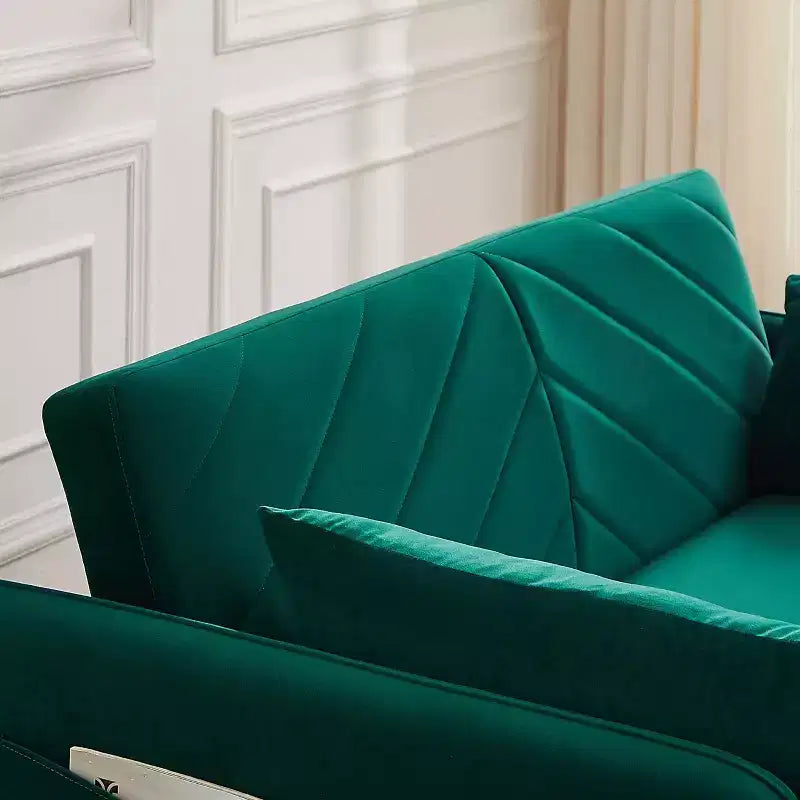 Canapé-lit convertible moderne, causeuse confortable en velours avec port USB et poches latérales, meuble peu encombrant pour salon, chambre et appartement