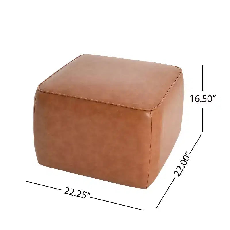 Table basse ottoman moderne ronde/carrée avec surface en cuir PU/tissu, petit repose-pieds multifonctionnel pour chambre à coucher, entrée