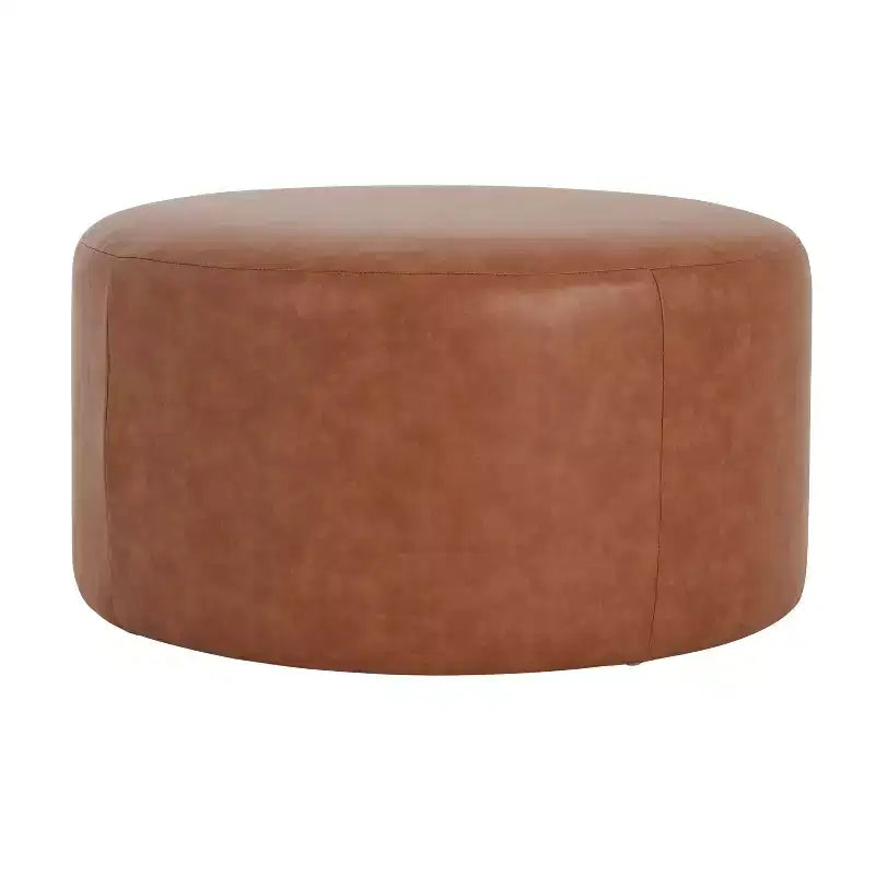 Table basse ottoman moderne ronde/carrée avec surface en cuir PU/tissu, petit repose-pieds multifonctionnel pour chambre à coucher, entrée