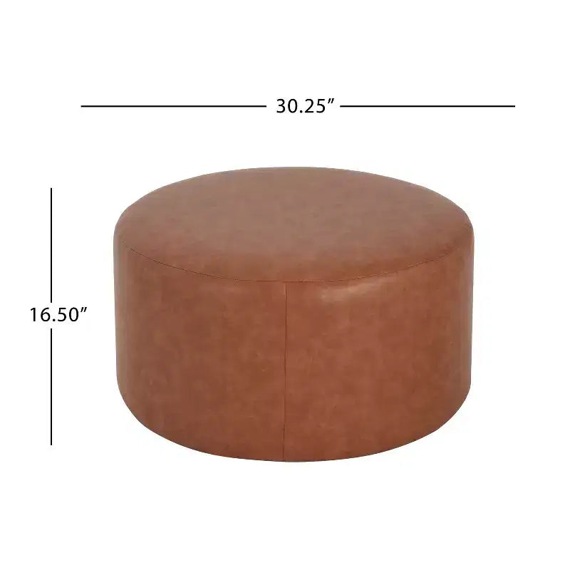 Table basse ottoman moderne ronde/carrée avec surface en cuir PU/tissu, petit repose-pieds multifonctionnel pour chambre à coucher, entrée