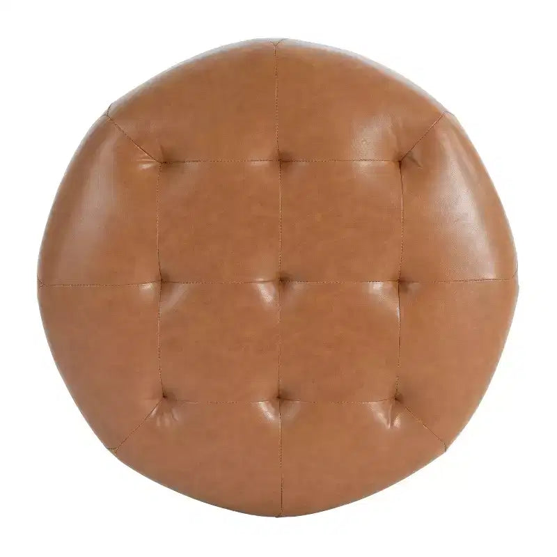 Table basse ottoman moderne ronde/carrée avec surface en cuir PU/tissu, petit repose-pieds multifonctionnel pour chambre à coucher, entrée