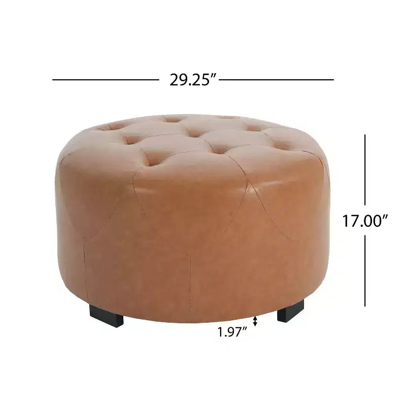 Table basse ottoman moderne ronde/carrée avec surface en cuir PU/tissu, petit repose-pieds multifonctionnel pour chambre à coucher, entrée