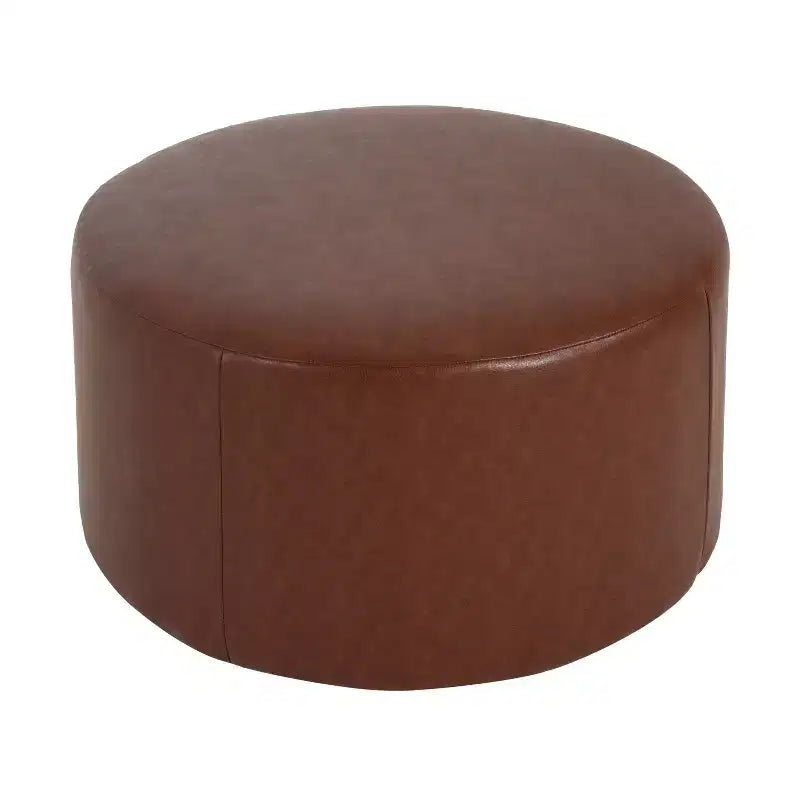 Table basse ottoman moderne ronde/carrée avec surface en cuir PU/tissu, petit repose-pieds multifonctionnel pour chambre à coucher, entrée