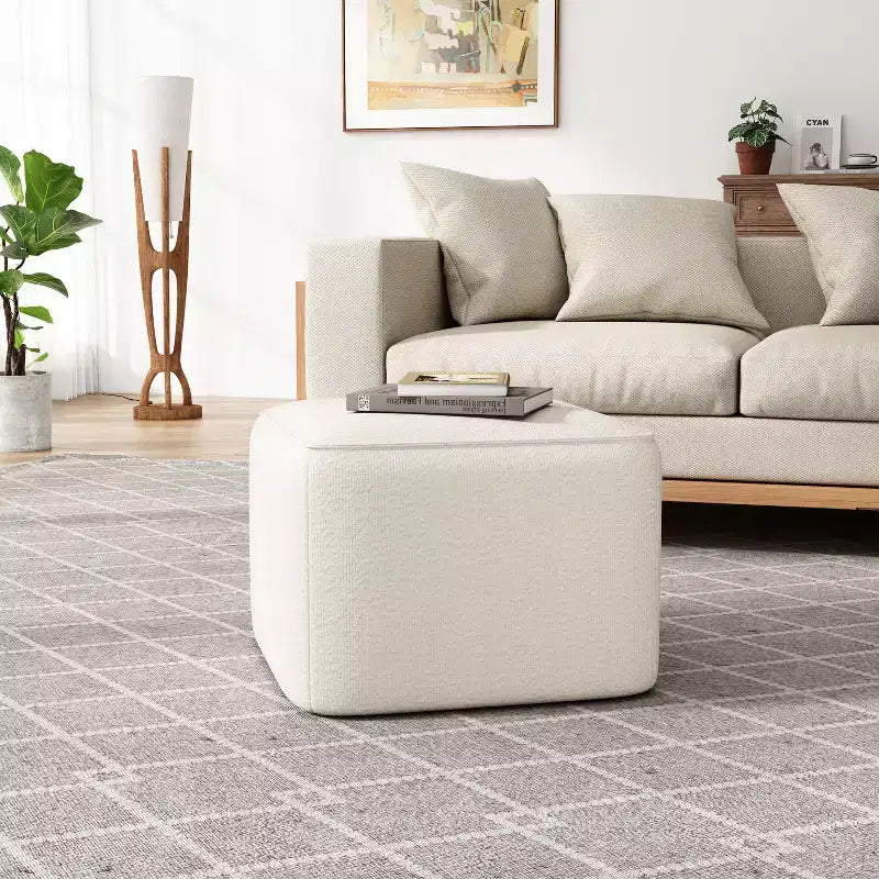 Table basse ottoman moderne ronde/carrée avec surface en cuir PU/tissu, petit repose-pieds multifonctionnel pour chambre à coucher, entrée