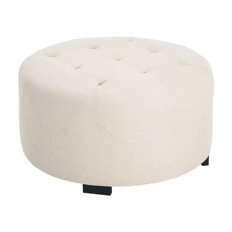 Table basse ottoman moderne ronde/carrée avec surface en cuir PU/tissu, petit repose-pieds multifonctionnel pour chambre à coucher, entrée