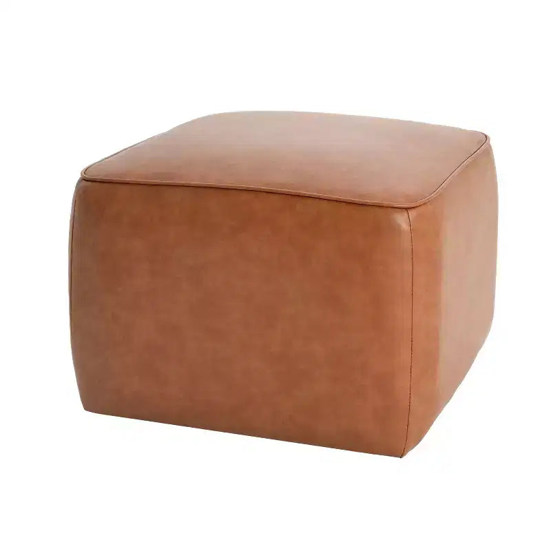 Table basse ottoman moderne ronde/carrée avec surface en cuir PU/tissu, petit repose-pieds multifonctionnel pour chambre à coucher, entrée