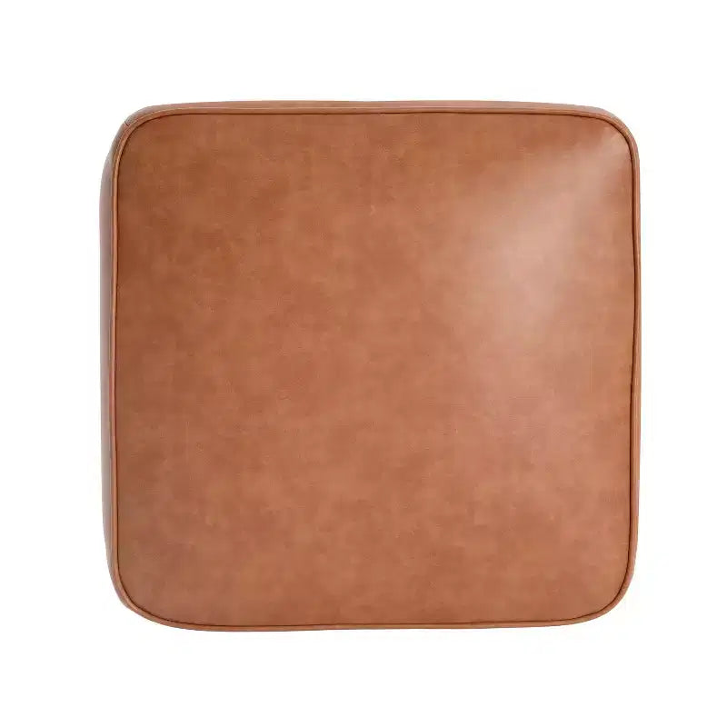 Table basse ottoman moderne ronde/carrée avec surface en cuir PU/tissu, petit repose-pieds multifonctionnel pour chambre à coucher, entrée