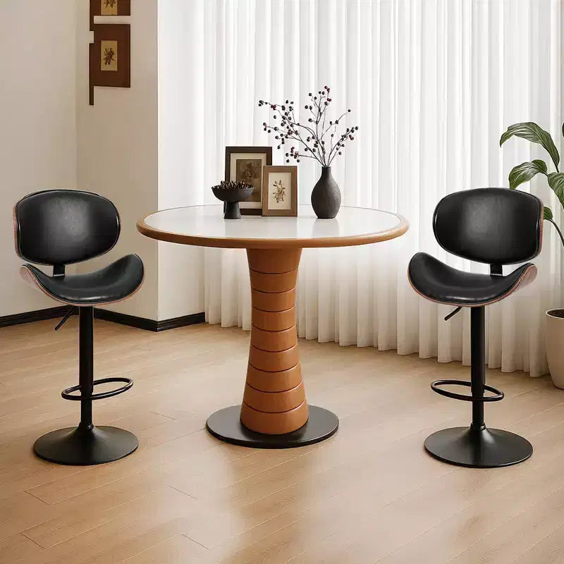 Tabourets de bar pivotants réglables en similicuir PU, lot de 2, chaises de hauteur comptoir avec dossier en bois et repose-pieds, chaise de salle à manger pour cuisine, bureau, bar