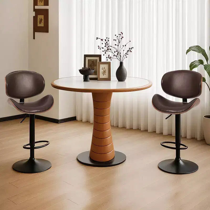 Tabourets de bar pivotants réglables en similicuir PU, lot de 2, chaises de hauteur comptoir avec dossier en bois et repose-pieds, chaise de salle à manger pour cuisine, bureau, bar