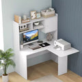 Bureau d'angle en L avec étagère de rangement ouverte Bureau d'ordinateur d'angle avec étagères et placard