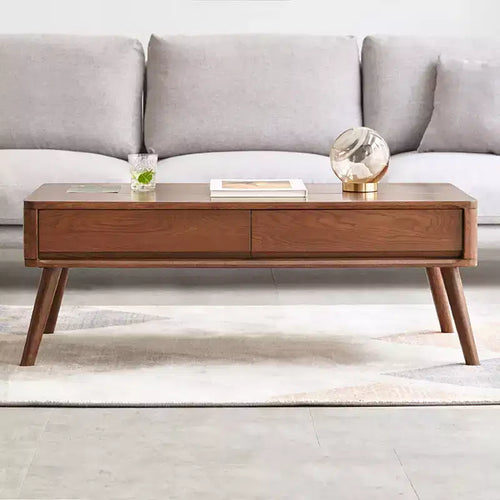 Table basse élévatrice de 99 cm, table centrale rectangulaire en chêne massif avec compartiment caché, table de cocktail moderne pour salon ou bureau