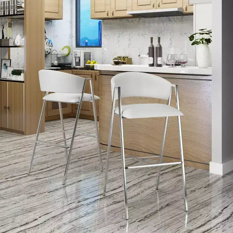 Tabourets de bar modernes à hauteur de comptoir (lot de 2), chaises de bar avec assise en similicuir et structure en A, chaises d'appoint pour cuisine, bureau, bar, salle à manger