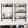 CLIHOME 2 Pieces Utility Storage Shelves, Wall-Mounted Bathroom Shelves, Wood Hanging Storage Bookshelf