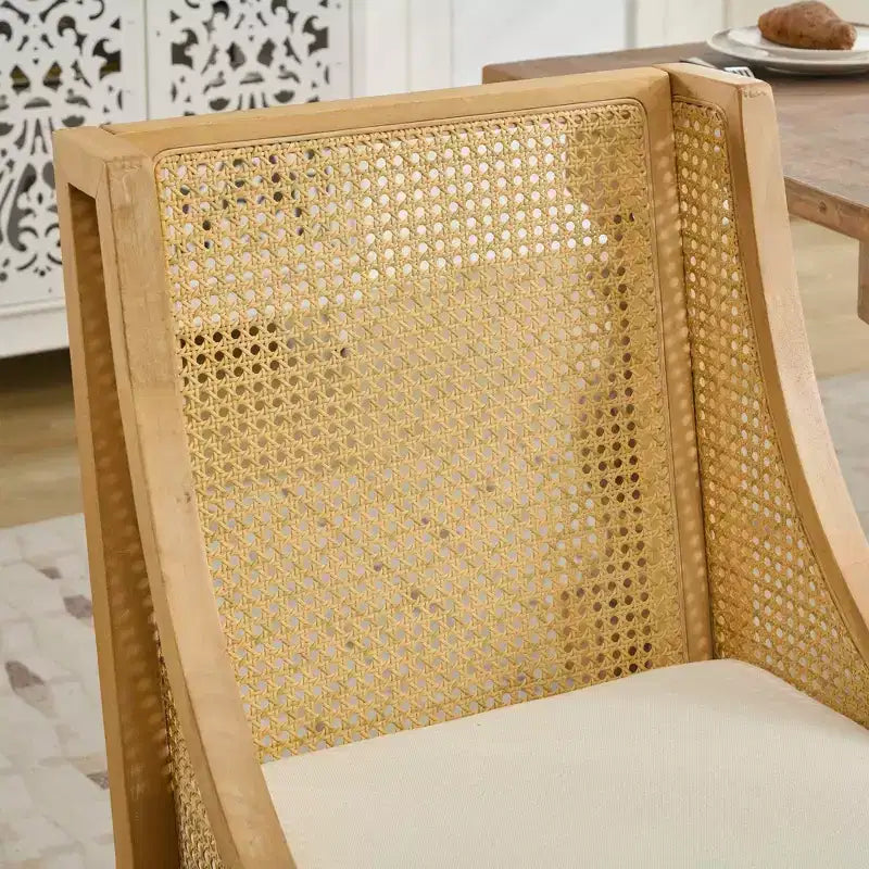Chaises de salle à manger en rotin de ferme, chaises d'appoint style bohème, revêtement en lin doux, chaises de cuisine en bois d'hévéa massif, décoration d'intérieur, capacité de 136 kg