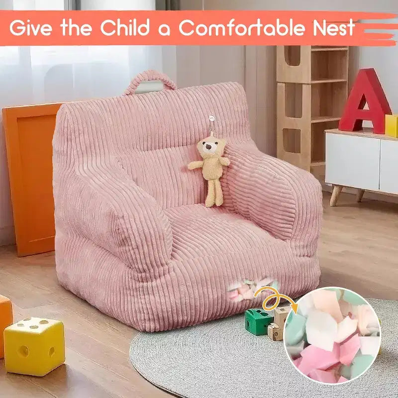 Canapé pouf en velours côtelé rose