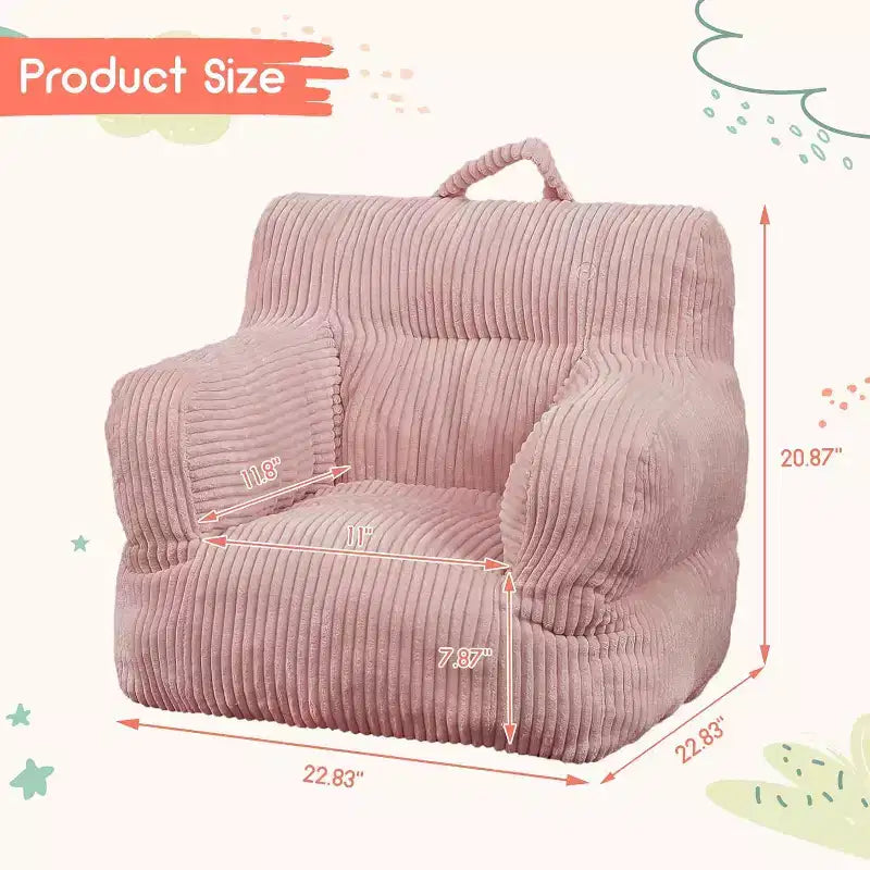 Canapé pouf en velours côtelé rose