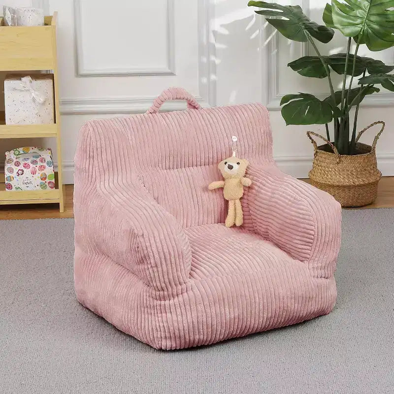 Canapé pouf en velours côtelé rose