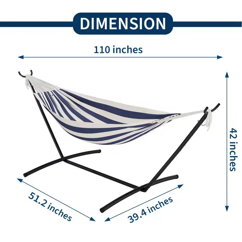Hamac double doux avec cadre en acier, lit brésilien en coton pour l'intérieur et l'extérieur, livré avec sac de transport, pour 2 personnes, parfait pour les loisirs
