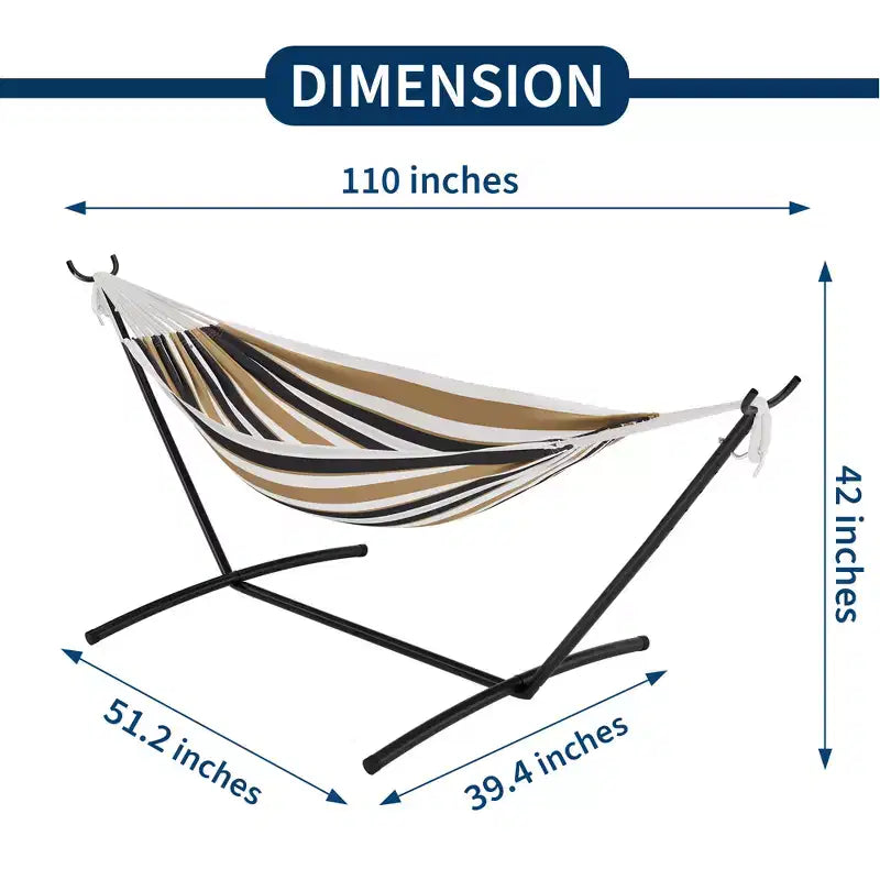 Hamac double doux avec cadre en acier, lit brésilien en coton pour l'intérieur et l'extérieur, livré avec sac de transport, pour 2 personnes, parfait pour les loisirs