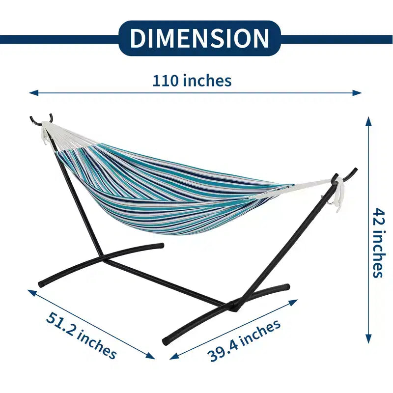 Hamac double doux avec cadre en acier, lit brésilien en coton pour l'intérieur et l'extérieur, livré avec sac de transport, pour 2 personnes, parfait pour les loisirs